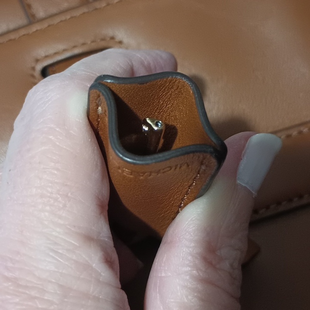 Michael Kors Hamilton Leather Satchel Handbag Caramel Brown Color - Picture 13 of 16